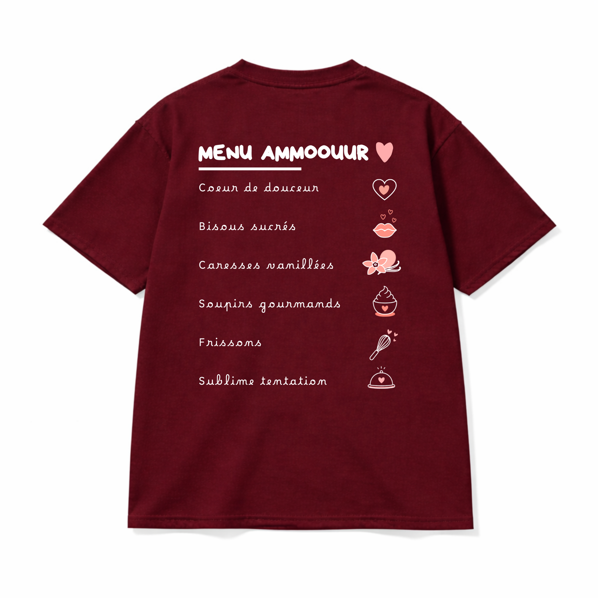 Ammoouur menu - logo brodé à la main devant.