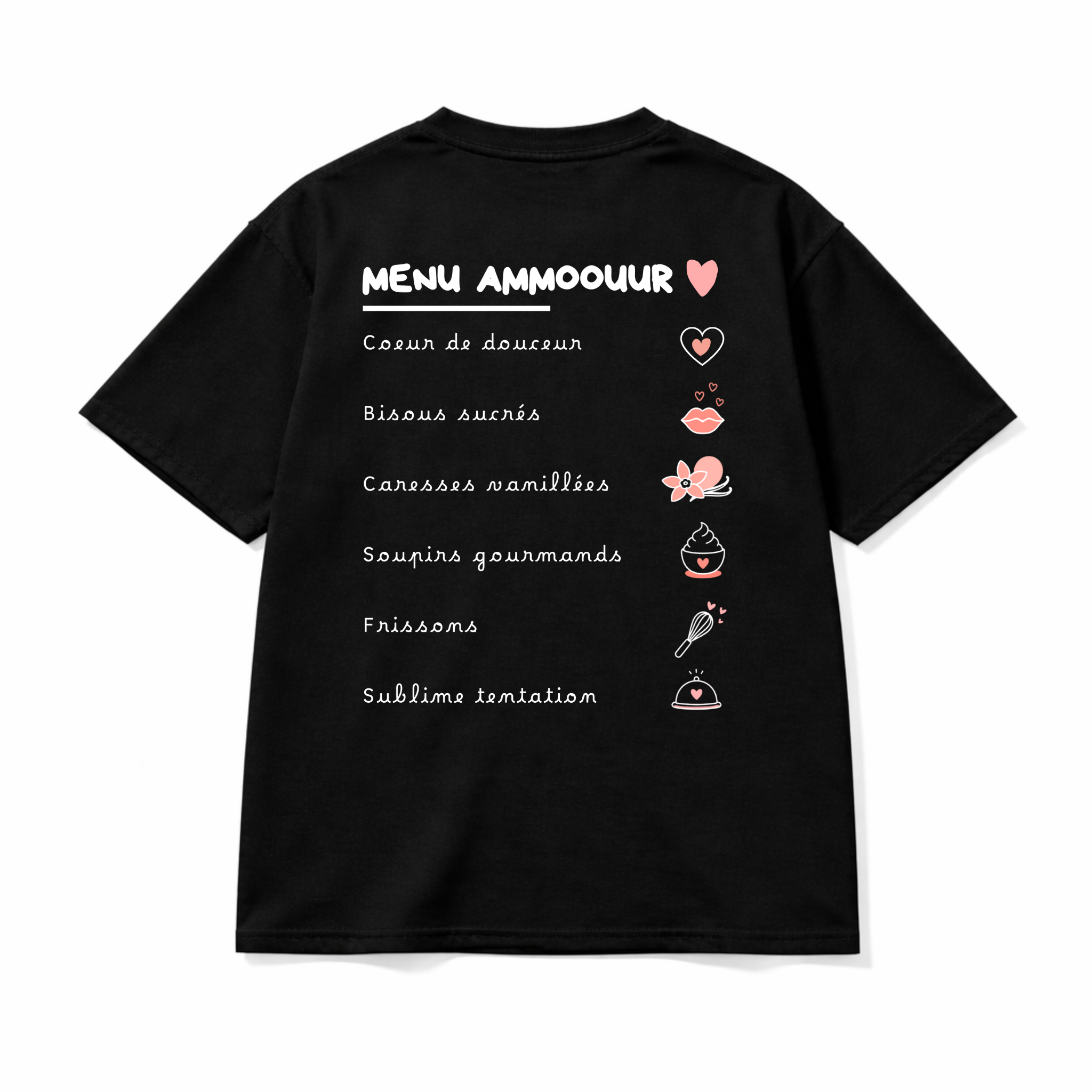 Ammoouur menu - logo brodé à la main devant.