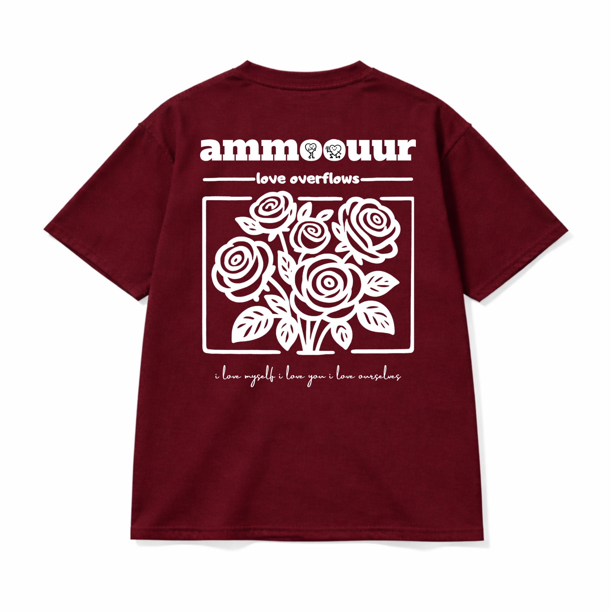 Ammoouur love overflows- logo brodé à la main devant.