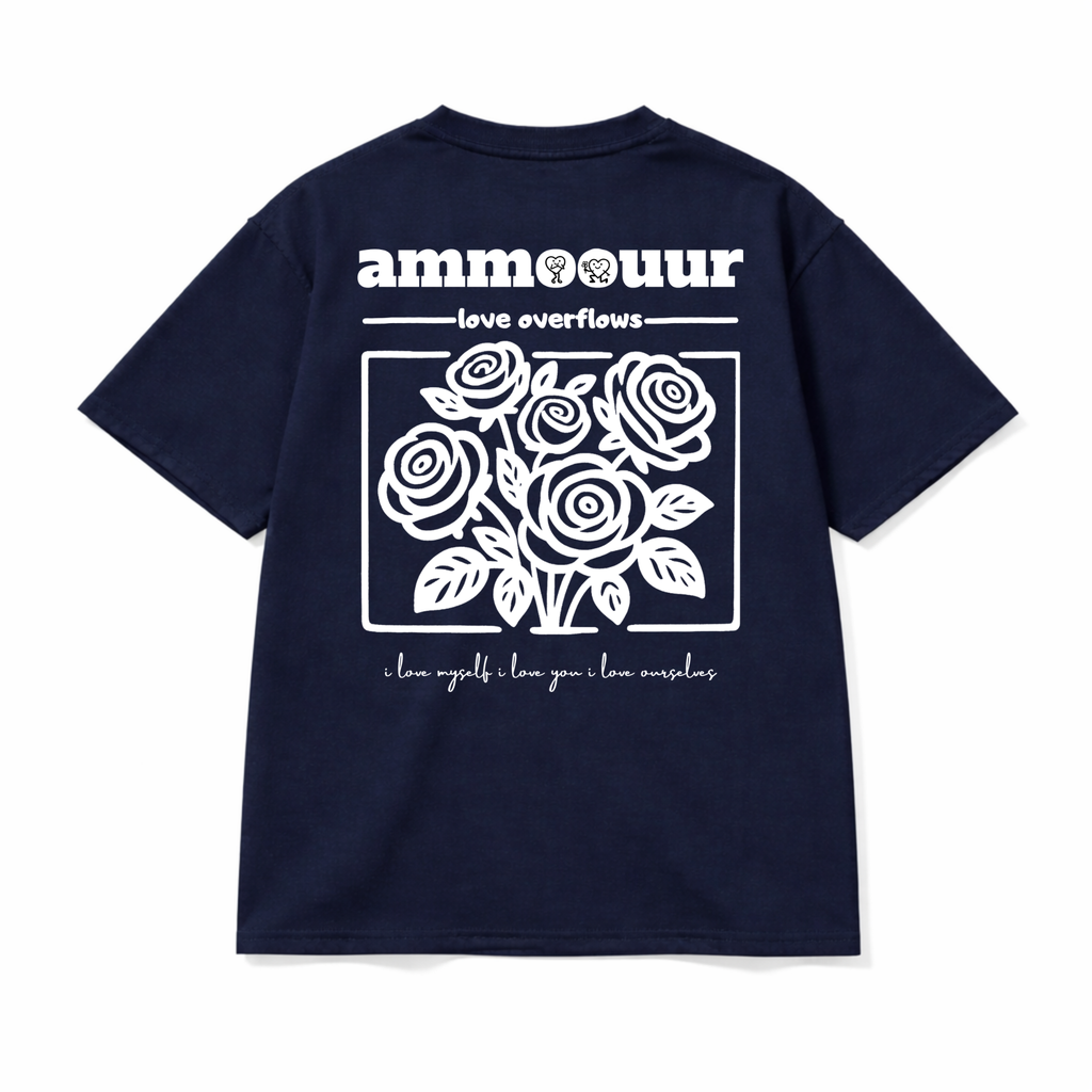 Ammoouur love overflows- logo brodé à la main devant.