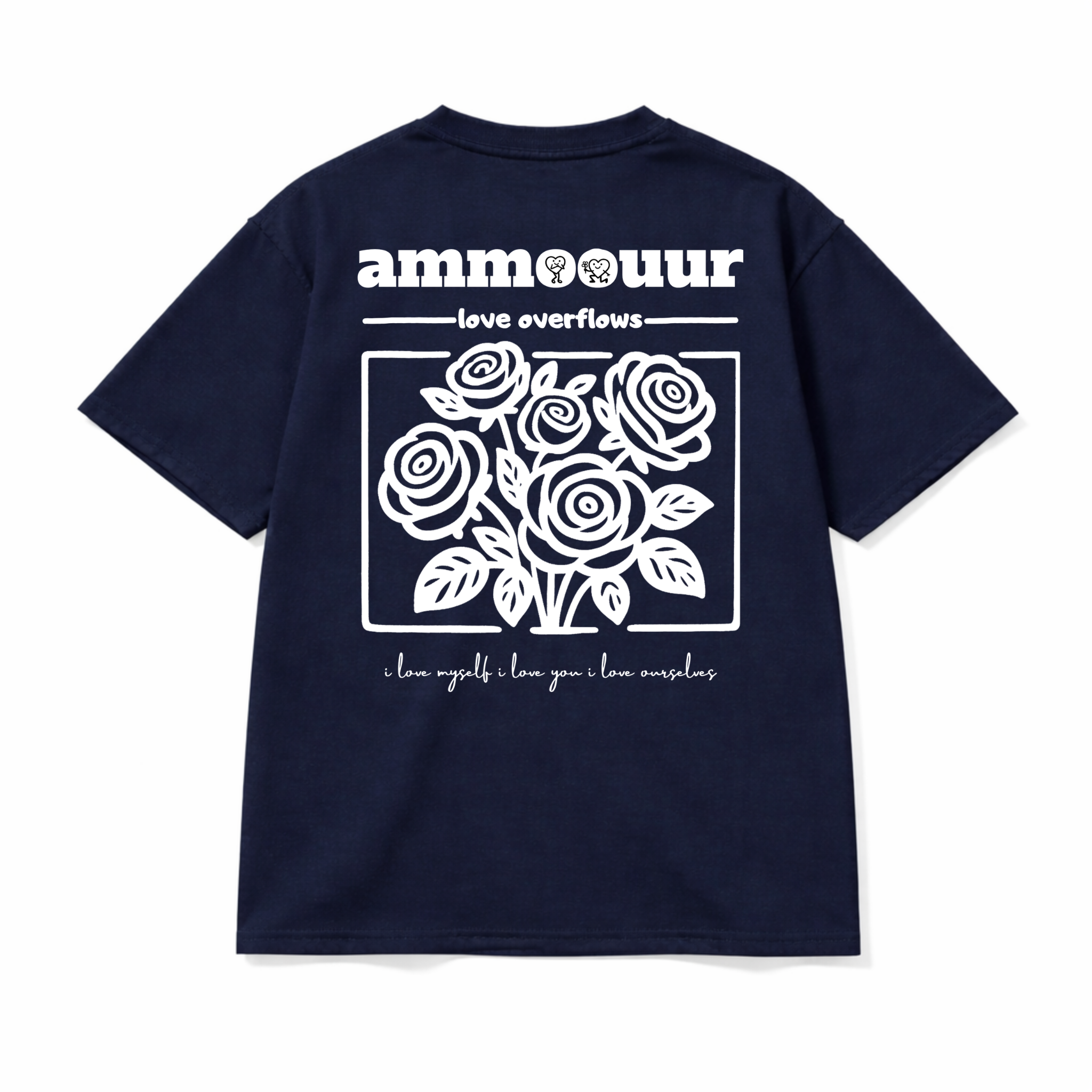 Ammoouur love overflows- logo brodé à la main devant.
