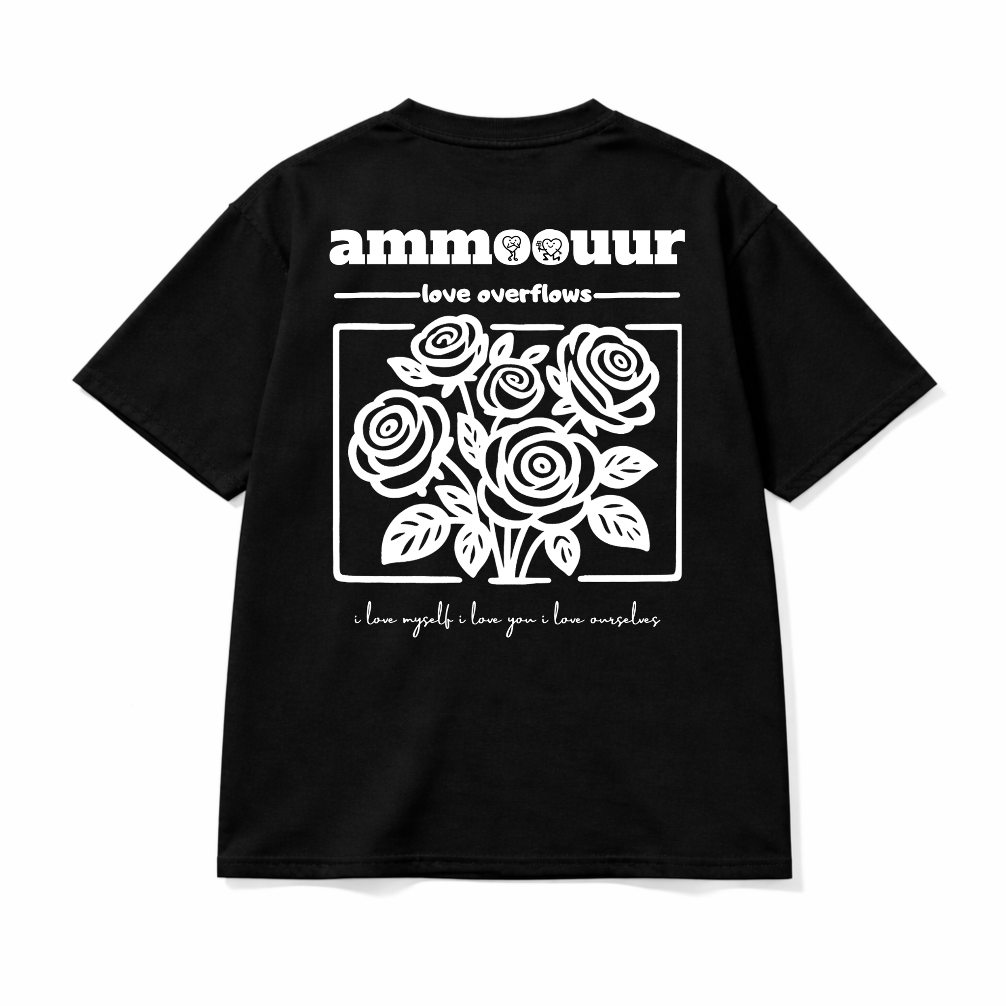 Ammoouur love overflows- logo brodé à la main devant.