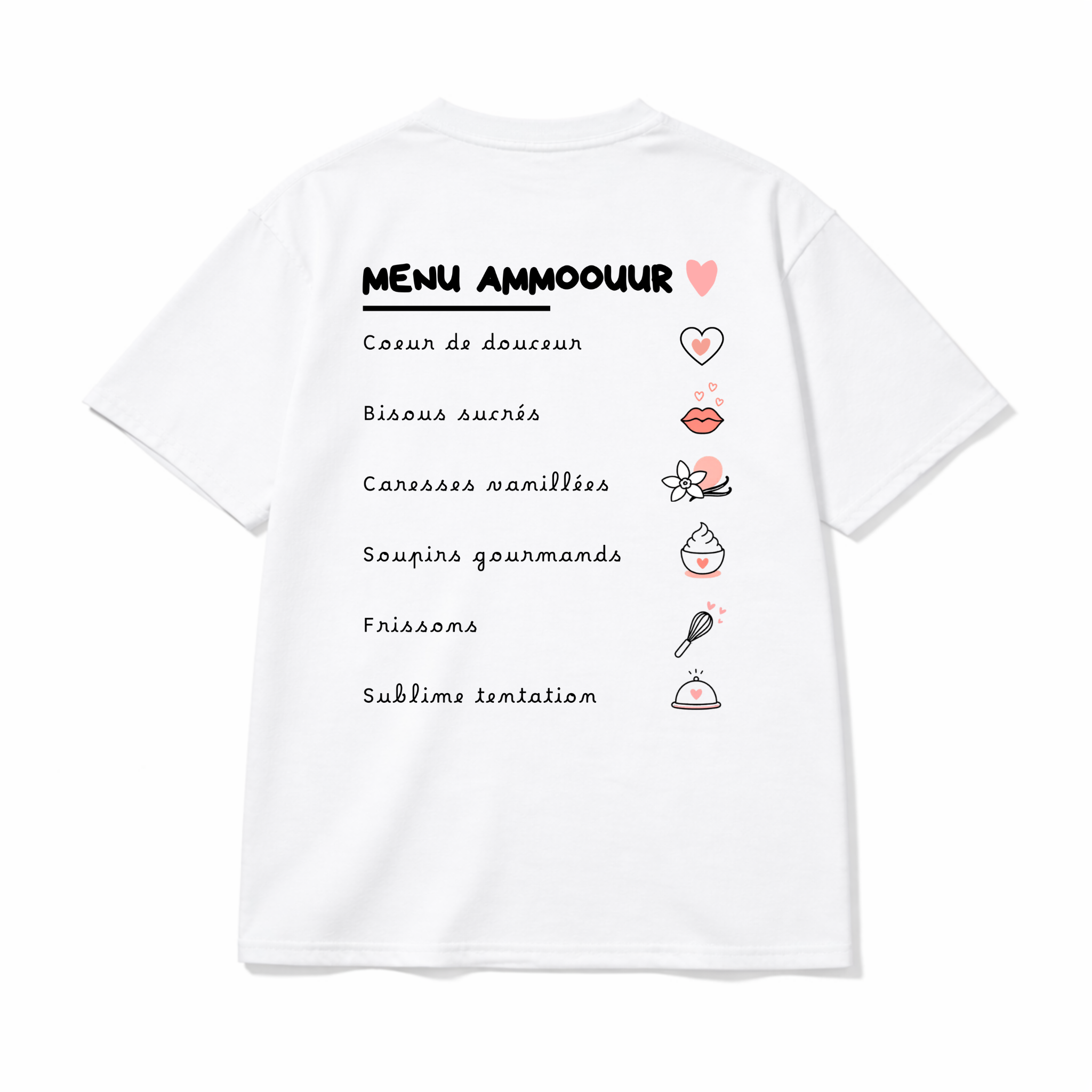 Ammoouur menu - logo brodé à la main devant.