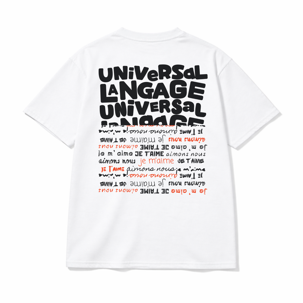 Ammoouur langage universal - logo brodé à la main devant.