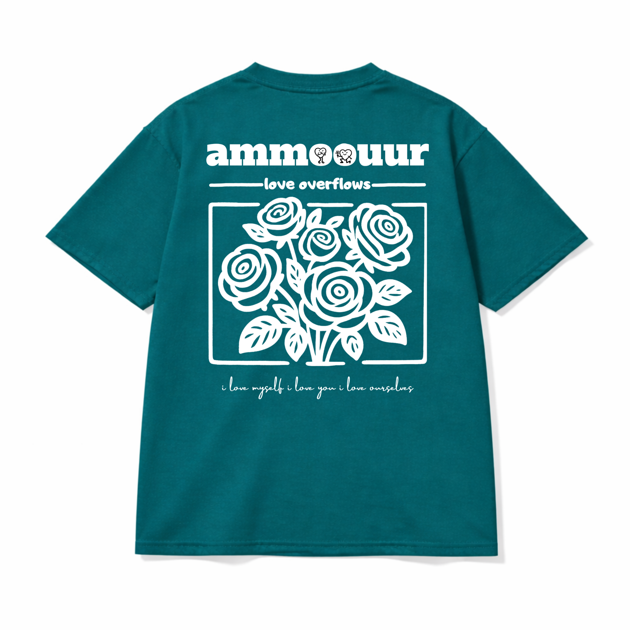 Ammoouur love overflows- logo brodé à la main devant.