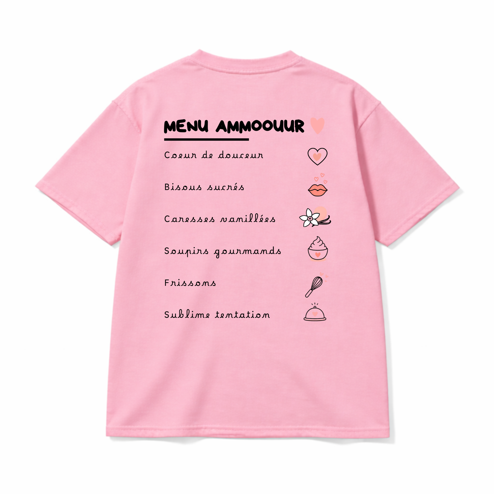 Ammoouur menu - logo brodé à la main devant.
